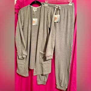 NWT SET Blu Pepper Gray Ribbed Lounge Set M